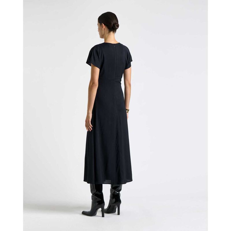 Cue Ink Stretch Viscose Gathered Front Midi Dress image number 1